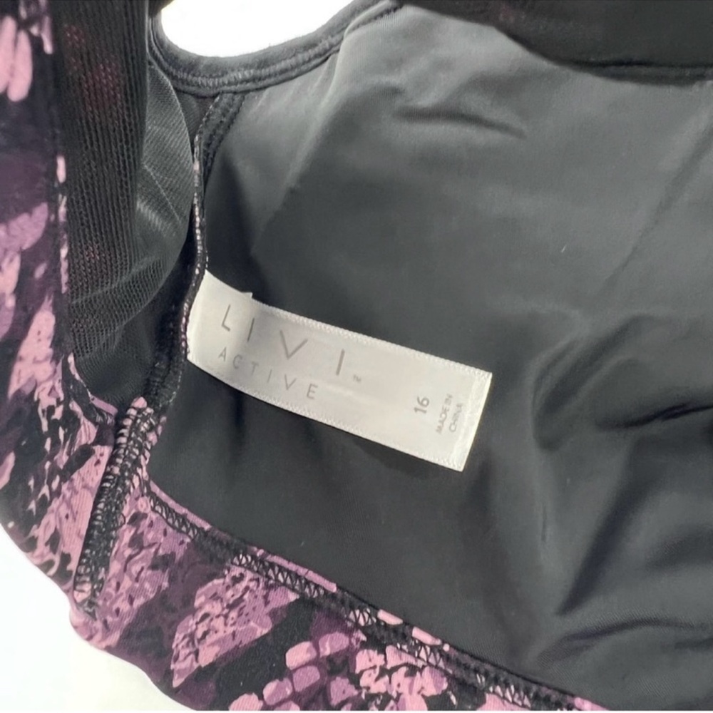 Lane Bryant Livi Active Womens Sports Bra Purple Black Snakeskin Mesh Plus 16 - Picture 8 of 8